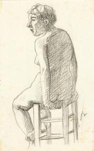 VALLOTTON Felix 1865-1925,Seated female nude, view from the back,Galerie Koller CH 2016-12-02