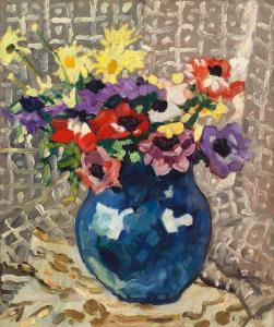 VALTAT Louis 1869-1952,Anémones et marguerites au vase bleu,1933,Bonhams GB 2024-04-18
