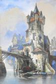 Valter A 1900-1900,Fortified tower beside a town waterway,Halls GB 2018-01-17
