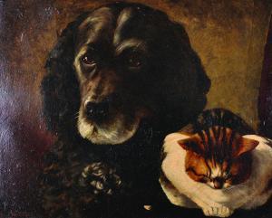 VALTER Eugene M 1882-1925,Portrait of a Retriever and a Cat,John Nicholson GB 2014-09-24