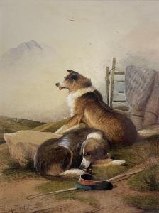 VALTER Frederick E. 1860-1930,Two Sheepdogs on Duty,Duggleby Stephenson (of York) UK 2023-07-28