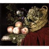 van AELST Willem Jansz.,A STILL LIFE WITH PEACHES AND GRAPES FALLEN FROM A,1660,Sotheby's 2005-12-08