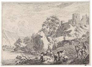 van AKEN Jan 1614-1661,Travellers at the river bank,1650,Palais Dorotheum AT 2014-04-28