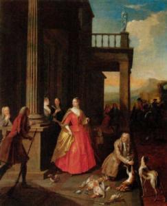 van AKEN Josef 1699-1749,Elegant Figures gathered before a Portico after re,Sotheby's GB 2001-04-26