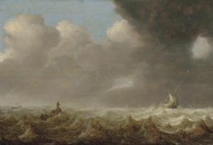 van ANTHONISSEN Arnoldus 1630-1703,Fishing boats in rough seas,Christie's GB 2011-07-06