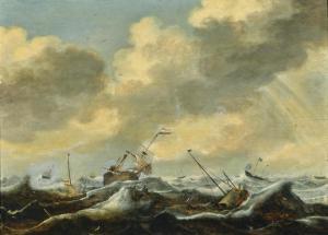 van ANTHONISSEN Hendrick 1606-1654,Sailing vessels in a stormy sea,1652,Palais Dorotheum 2023-12-15