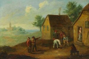 van APSHOVEN Thomas 1622-1664,Bauern beim Bocciaspiel vor einem Wirtshaus,1650,Ketterer 2011-05-14