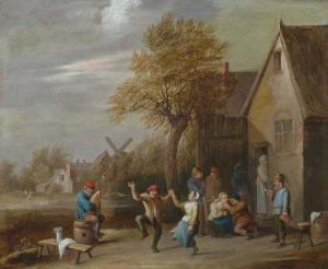 van APSHOVEN Thomas 1622-1664,Peasants carousing before a tavern.,Galerie Koller CH 2016-03-18