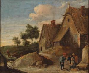 van APSHOVEN Thomas 1622-1664,Resting peasants near some cottages,Palais Dorotheum AT 2023-06-21