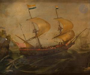 van ARTVELT Andries 1590-1652,Bateaux hollandais en pleine mer,Ader FR 2023-04-25