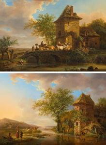 van ASSCHE Henri 1774-1841,Herders with cattle on a bridge,1807,Galerie Koller CH 2021-10-01