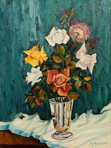 VAN ASWEGEN Hennie G 1900,Still Life Roses,5th Avenue Auctioneers ZA 2015-09-06