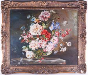 VAN BALEN F,Still Life, flowers in a vase upon a ledge,20th century,Dawson's Auctioneers 2020-07-30