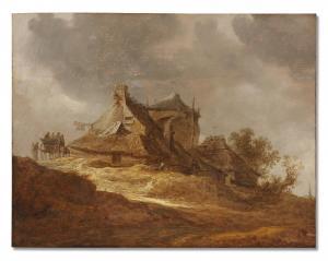 van BALEN Jan,A dune landscape with travellers near an inn, a ch,1642,Christie's 2023-10-10