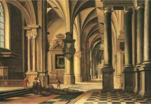 Van BASSEN Bartolomeus,A church interior with elegant company conversing ,1616,Christie's 2002-11-06