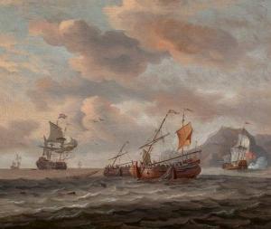 VAN BEECQ Jan Karel Donatus,Fishing boats and warships at sea,AAG - Art & Antiques Group 2019-11-29