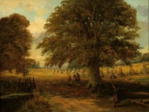 van BEEK Juriaen Marinus,A landscape with wheat sheafs and travellers under,Glerum 2007-10-15