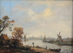 van BEEK Juriaen Marinus 1879-1965,Windmills by River,MICHAANS'S AUCTIONS US 2023-06-16