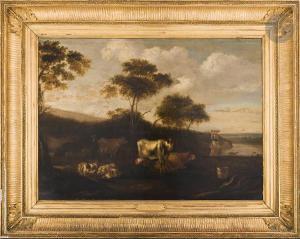 van BEMMEL Jacob Gerritz 1628-1673,Troupeaux et leurs bergers en bord de rivière,Ader FR 2021-10-21