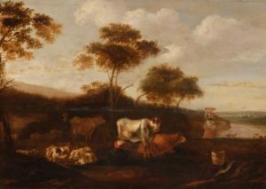 van BEMMEL Jacob Gerritz 1628-1673,Troupeaux et leurs bergers en bord de rivière,Ader FR 2020-10-28