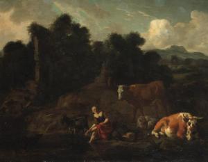 VAN BERGER dirk 1645-1690,Herdswoman with cattle,1688,Bonhams GB 2020-07-07
