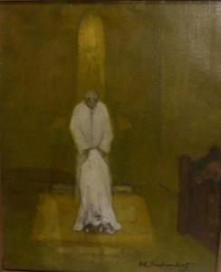 VAN BIERVLIET Hilaire 1891-1982,Le prêtre sur fond jaune,Millon & Associés FR 2020-01-28