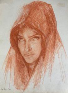 van BIESBROECK Jules 1848-1920,Portrait de jeune femme ar,Saint Germain en Laye encheres-F. Laurent 2021-10-23