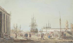 van BLARENBERGHE Henri Joseph,Voiliers amarrés dans le port de Toulon,1783,Christie's 2024-03-20