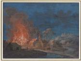 van BLARENBERGHE Louis Nicolas 1716-1794,A village on fire by moonlight; and A village o,Christie's 2004-01-22
