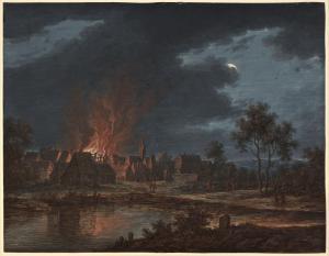 van BLARENBERGHE Louis Nicolas,Incendie d'un village de nuit,Artcurial | Briest - Poulain - F. Tajan 2023-09-26