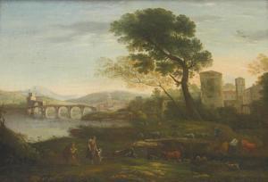 VAN BLOEMAN Jan Frans,Classical landscape with figures goats and cattle,Gardiner Houlgate 2018-11-29