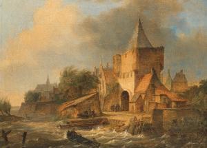 van BOMMEL Elias Pieter 1819-1890,Flood at the City Gate,1841,Palais Dorotheum AT 2023-12-12