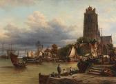 van BOMMEL Elias Pieter 1819-1890,Stadt und Hafenansicht von Dordrecht bei Ro,1889,Palais Dorotheum 2020-05-13