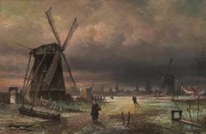 van BOMMEL Elias Pieter 1819-1890,Winter landscape with Skaters and,1890,AAG - Art & Antiques Group 2023-12-11
