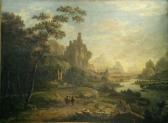 VAN BOONS A.H 1600-1600,TRAVELERS OVERLOOKING A FANTASTIC LANDSCAPE,1657,William Doyle US 2005-01-26