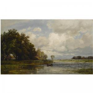 van BORSELEN Jan Willem 1825-1892,A POLDER LANDSCAPE WITH FIGURES IN A BOAT,Sotheby's GB 2008-10-15