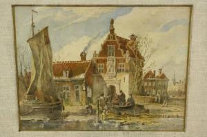 van BORSELEN Pieter 1802-1873,Hollands havenplaatsje,Venduehuis NL 2010-09-01