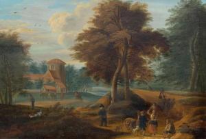 Van Bredael d. j. JAN PEETER 1683-1735,Rural scene at the forest edge,Galerie Koller CH 2018-03-23