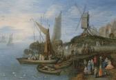 van BREDAEL Joseph 1688-1739,Sailboats and a windmill at a port,Christie's GB 2006-04-06