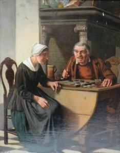 van BREE Jos 1784-1859,An interior scene with an elderly couple playing d,Cuttlestones GB 2021-09-02