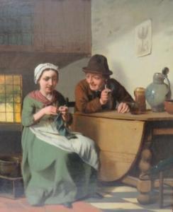 van BREE Jos 1784-1859,An interior scene with an elderly couple at the ta,Cuttlestones GB 2021-09-02