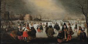 van BREEN Adam 1590-1650,A winter landscape with elegant ice skaters on a f,Christie's GB 2024-01-31