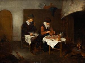 van BREKELENKAM Quiringh Gerritsz 1622-1668,An elderly couple having dinner by the firep,Venduehuis 2023-05-24