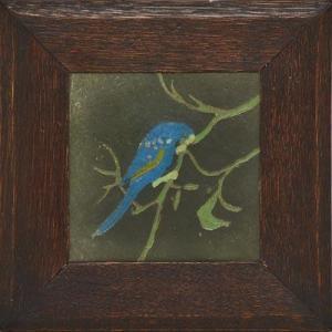 VAN BRIGGLE RITTER Anne Louise Gregory 1868-1929,Tile with parrot on b,Rago Arts and Auction Center 2018-05-19