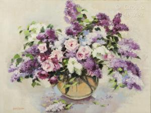 van CAULAERT Jean Dominique 1897-1979,Bouquet de roses et lilas,1943,Gros-Delettrez FR 2024-01-19