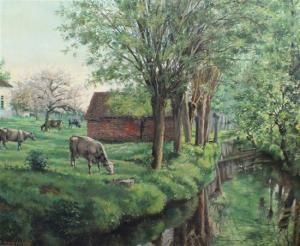 VAN CAUTER Marcel 1919,Cattle grazing beside a stream,1950,Gorringes GB 2011-06-29