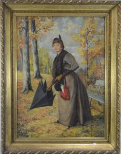 van CAUWELAERT Jean Emiel 1860-1907,Femme ouvrant son parapluie,Rops BE 2017-09-03