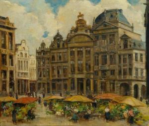 van CLEEMPUT Jean 1881-1953,View of the Brussels market square,1953,Galerie Koller CH 2017-03-29