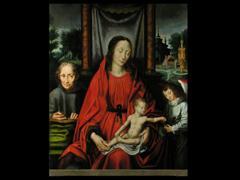 VAN CLEVE Joos 1485-1540,DIE HEILIGE FAMILIE MIT EINEM ENGEL, DER DEM JESUS,Hampel DE 2006-09-22