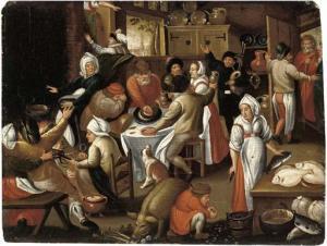 van CLEVE Martin II 1560-1604,Peasants feasting and making music in an inn,Christie's GB 2002-12-13